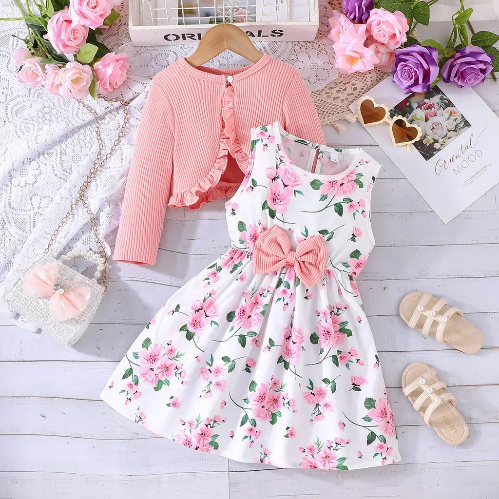 28 Years Old Girl Long Sleeve Coat Floral Princess Dresses Outfit Toddler Infant Clothing Set Fashion Kids Wear 250725