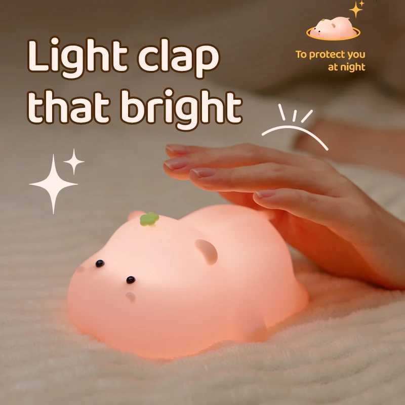 Cute Rabbit Rechargeable Silicone Night Lamp Touch Sensor Big Face Rabbit Light Timing USB Light for Kids Gift Party Decor XJ250725