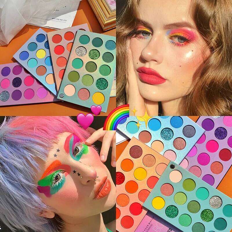 BEAUTY GLAZED COLOR BOARD 60 Colors 4 IN 1 Turning Page Eyeshadow Palette ,Shimmer Matte Glitters Makeup Cosmetics Tray,