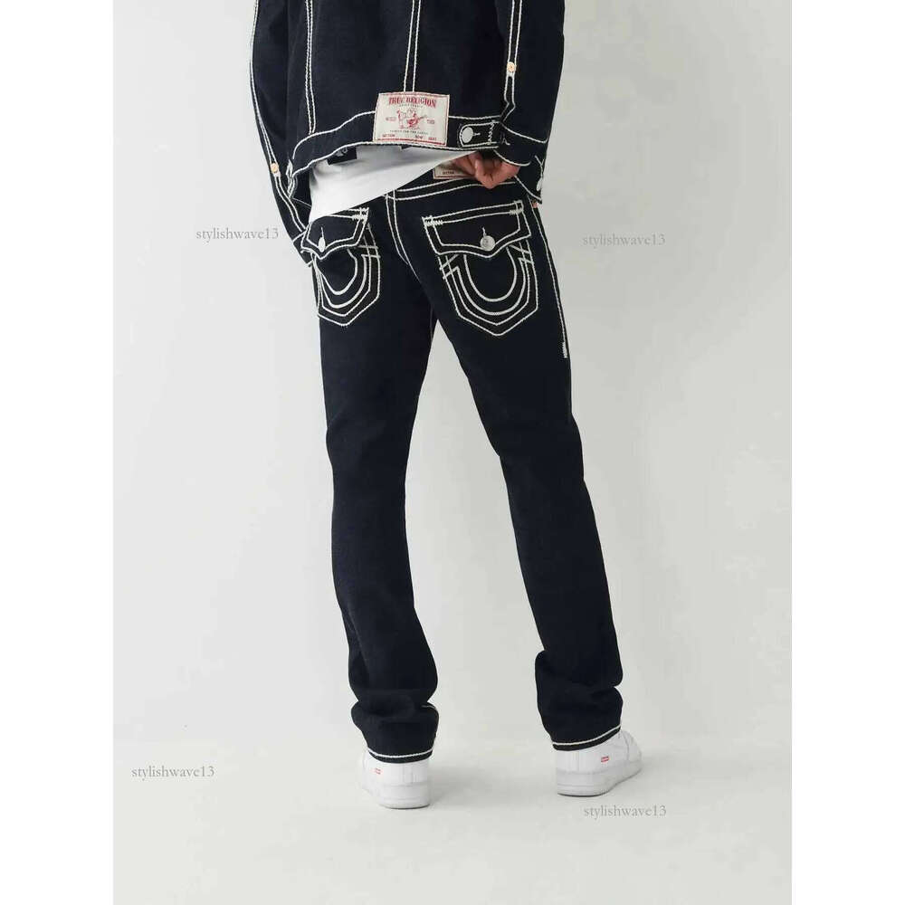 Men's Jeans Retro True Faith Embroidered Jeans Strt Gothic Loose Casual Cowboy Hip Hop Red Trouser Couple Bag Pants y2k Clothing true relgion jeans 2d9 71d