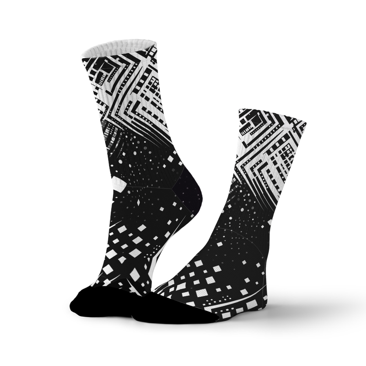 Geometric Tech Pattern Unisex Tube Designer Socks C091