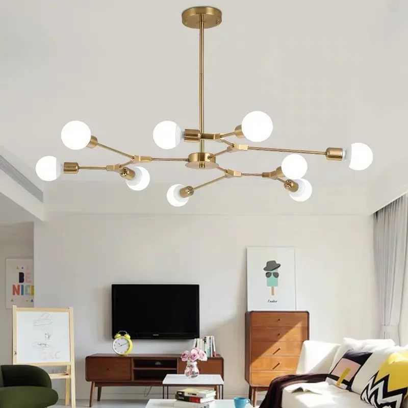 Modern Magic Bean Chandelier Personality Simple Atmospheric Living Room Lamp Molecular Branch Bedroom Electroplating ChandelierXJ250725