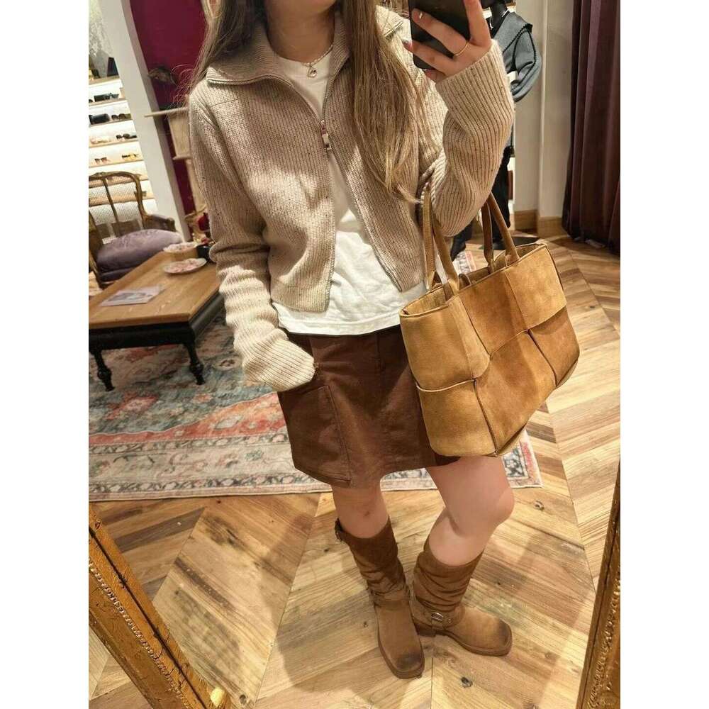 Designer Bag Tote Shoulder New Matte Woven Tote Bag Large Capacity Suede Crossbody Fashion Niche Light Luxury Trendy Internet Celebrity