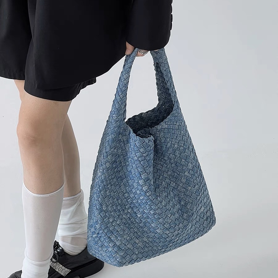 Snowflake Denim Large Capacity Women's Woven Bag Free Shipping Designer Luxury Shoulder Bag Tie Dye Handbag New Casual Shopping Bag