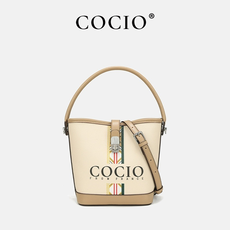 COCIO designer bag New light luxury leather bucket bag simple and versatile fashion handbag