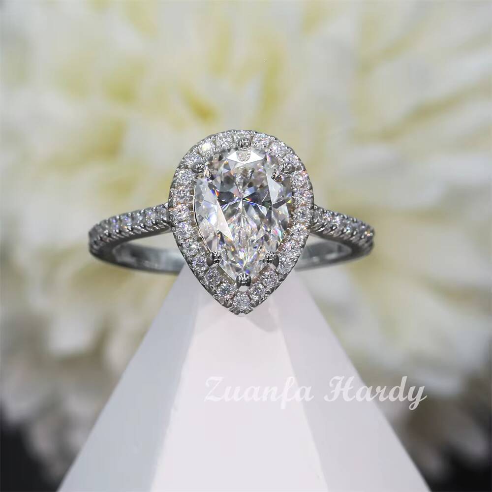 S925 Sterling Silver 9K 14K 18K Solid Gold GRA Certificate D VVS 2ct Hola Band Moissanite Diamond Gold Engagement Ring