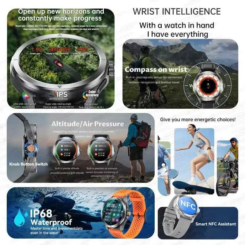 New For Xiai S4 tra Smart Watch Men AMOLED Outdoor Sports NFC GPS Heart Rate Waterproof Bluetooth Call Smartwatches X250726