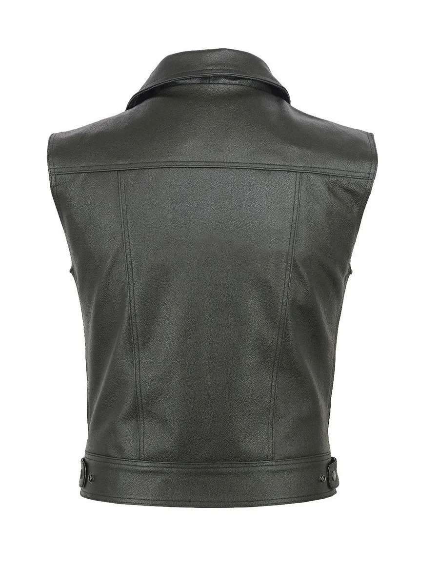 Mens biker leather vest Solid color large pocket sleeveless Jacket Vintage casual faux men plus size S5XL 250725