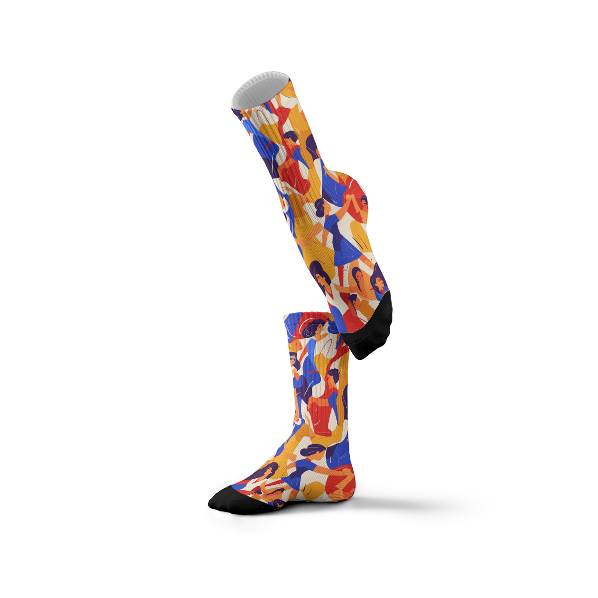 Vibrant Dancing Figures Unisex Tube Designer Socks C089
