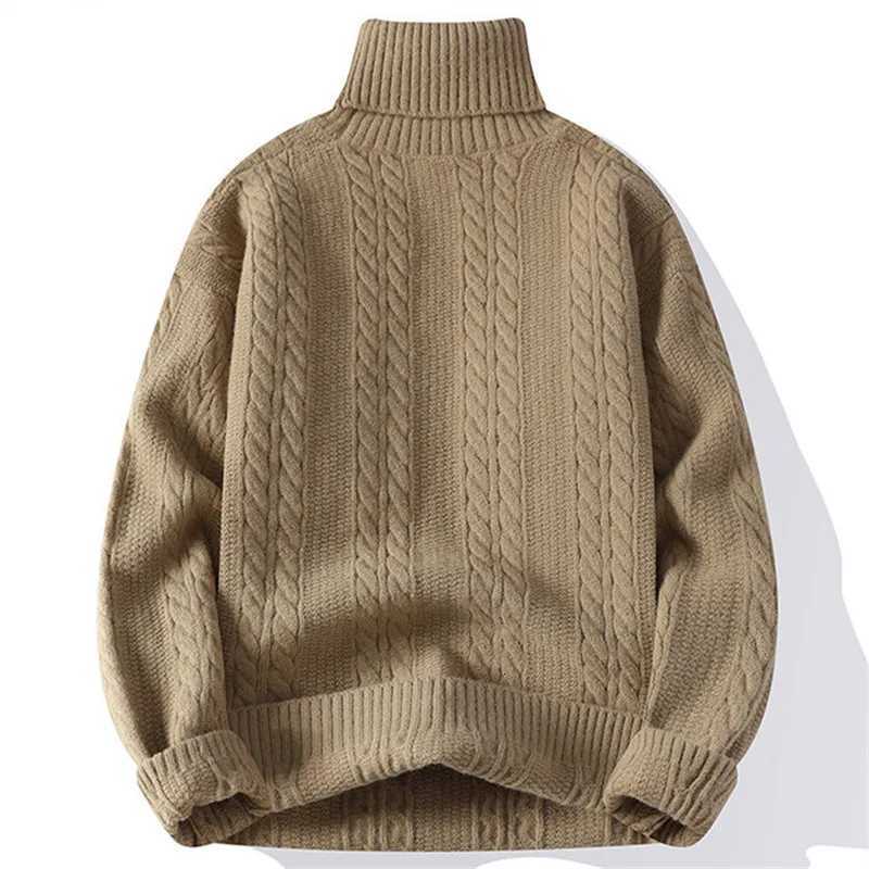 Autumn Winter Vintage Mens Turtleneck Sweater Solid Color Loose Casual Knitted Pullovers Men Youthful Vitality Knit Sweaters Z250725