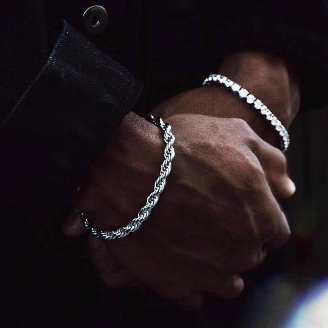 Titanium Jewelry Gold Two-tone Braided Chain Unisex Stainless Steel Bracelet Hand Accessory ddmythur