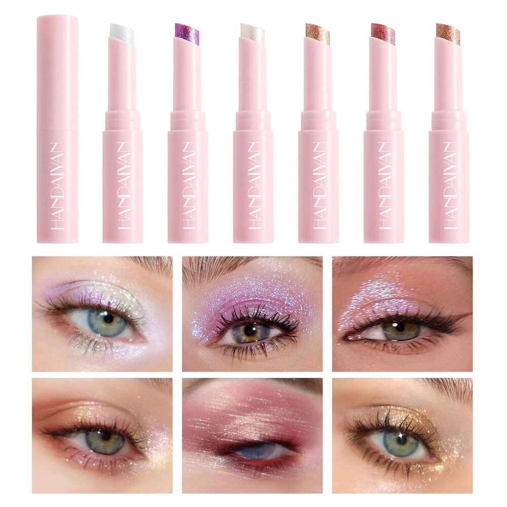 HANDAIYAN 6 Color Pearl Tube Fine Glitter Delicate Jelly Highlight Eyeshadow Stick