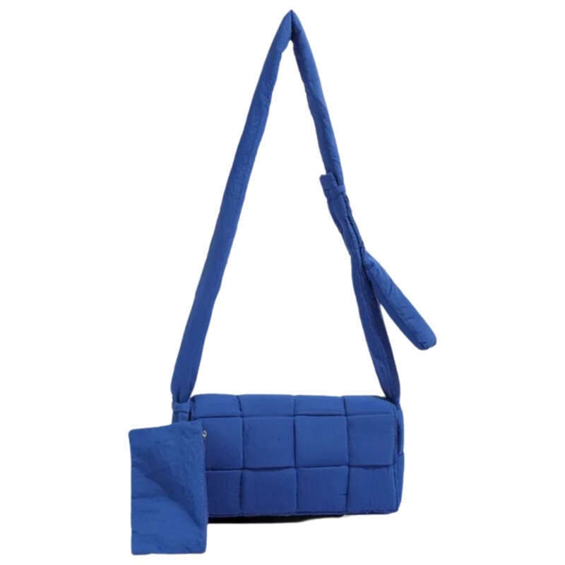 Women Lightweight Woven Soft Sponge Pillow Single Shoulder Handbag Trendy Crossbody Bag
