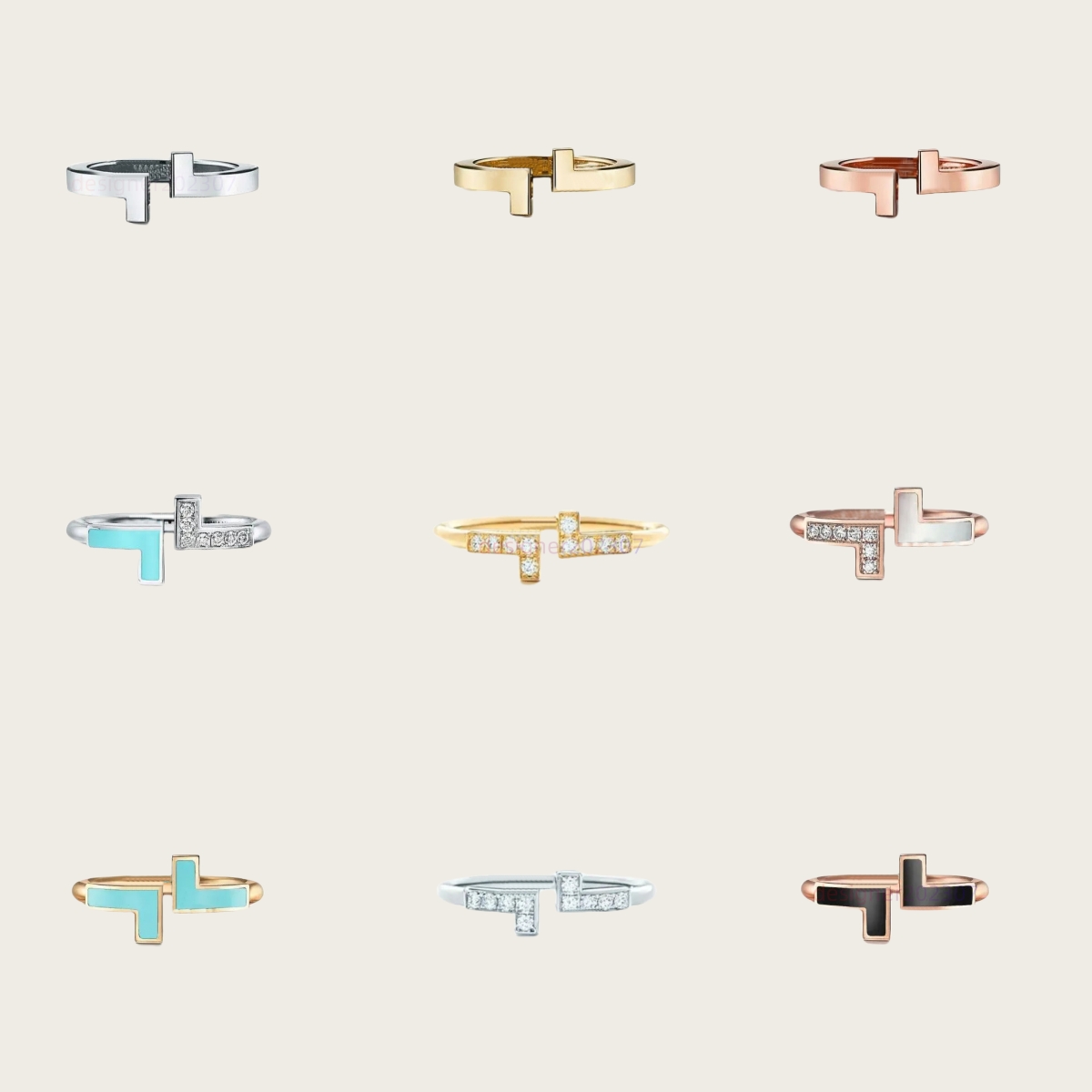 Ring For Dia Double T Cluster Women Letter Designer Jewelry Valentines Day Gift Wedding Rings High Quality Size 6-9 With Box Nice B93