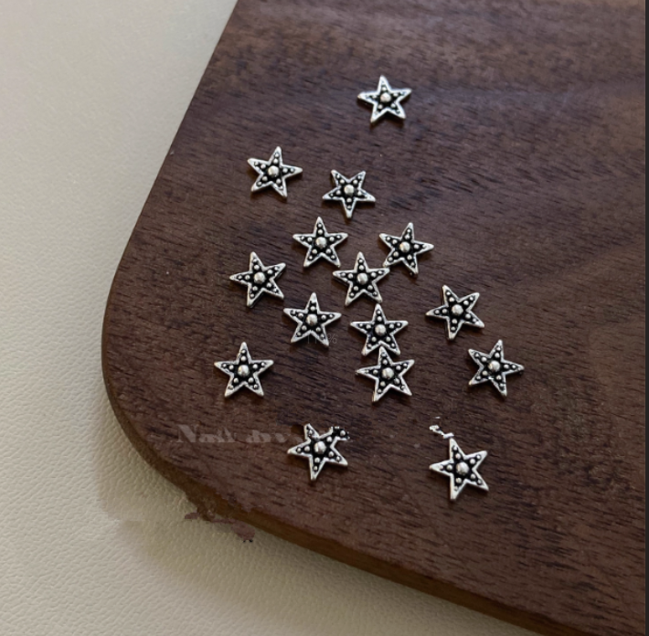 New retro Crochet nail art accessory with high color retention punk style cross silver dark metal nail decoration