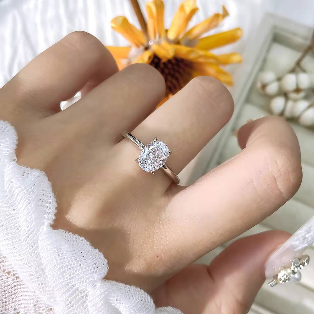 FOXI Local Stock in US Fine Jewelry Rings Sterling Silver 925 8A Cubic Zirconia Crushed Ice 925 Silver Rings for Wedding