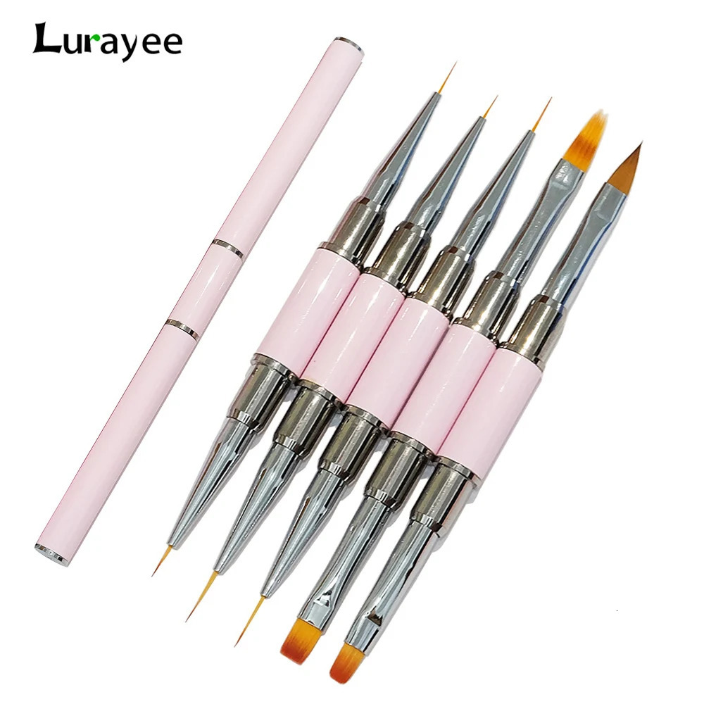 Dual-ended Nail Brush Acrylic Nail Art Brushes Professional Gel Nail Polish Liner Flower Painting Drawing Manicure Tools 250716
