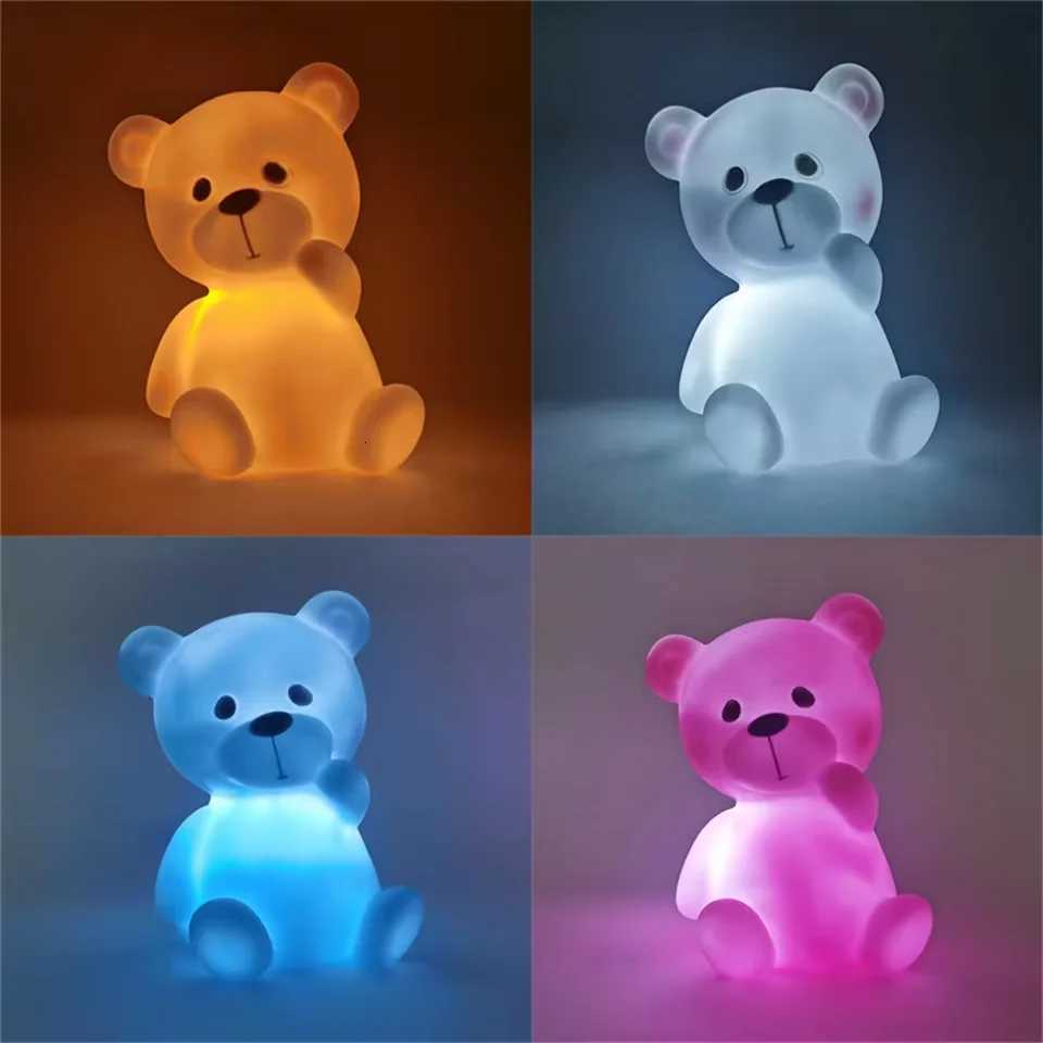 ute LED Night Light Bear Unicorn Dinosaur Rabbit Cartoon Animal Bedside Lamp For Children Bedroom Yellow Blue Pink White Light XJ250725