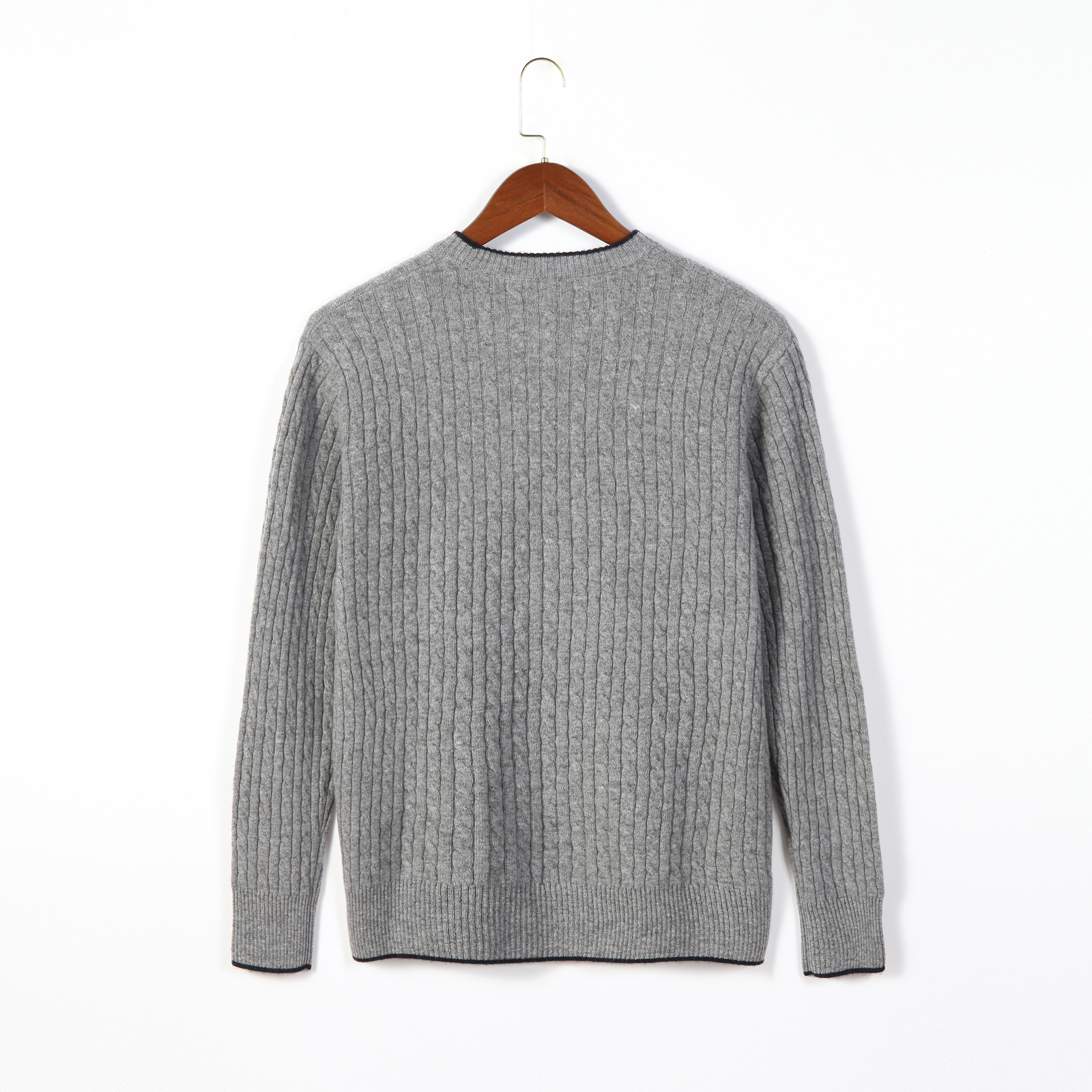100% Cashmere Crew Neck Sweater Pit Stripe Texture Autumn and Winter Warm Knit Sweater