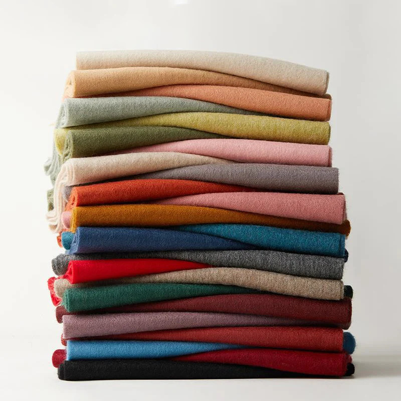 100% Pure Wool Scarf Womens Wild Classic Pure Color Autumn and Winter Couples Warm Long Short Ear Cashmere Scarf 250724