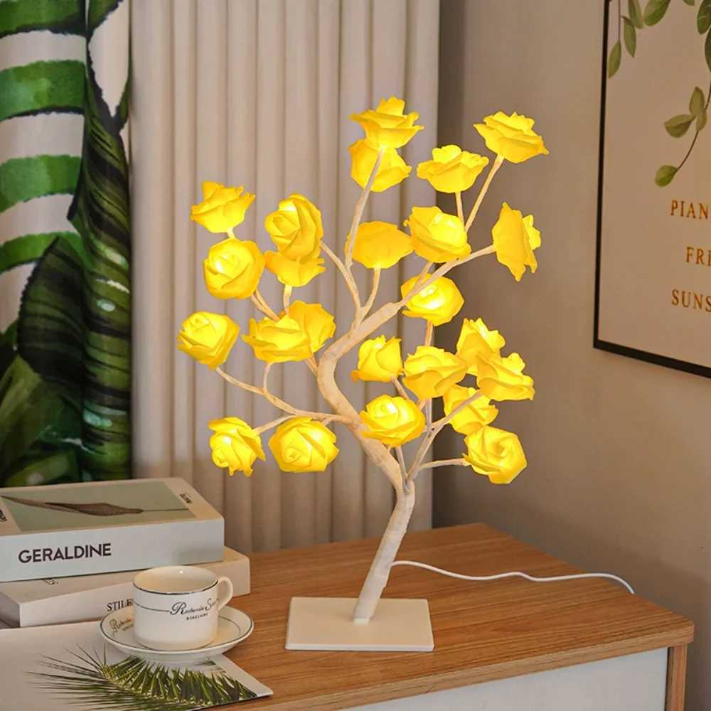 24 LED Rose Lamp Rose Light Tree Table Top Decorations for Wedding Mothers Day Valentines Day Decorations Gift for Girls MomXJ250725