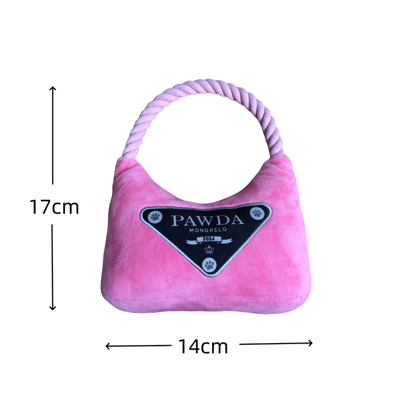 PAWDA Dog Handbag Toys, Luxury Style, Plush Designer Dog Toys with Interactive Squeaker, Stimulating Pet Enrichment, Machine-Washable Safe Materials f