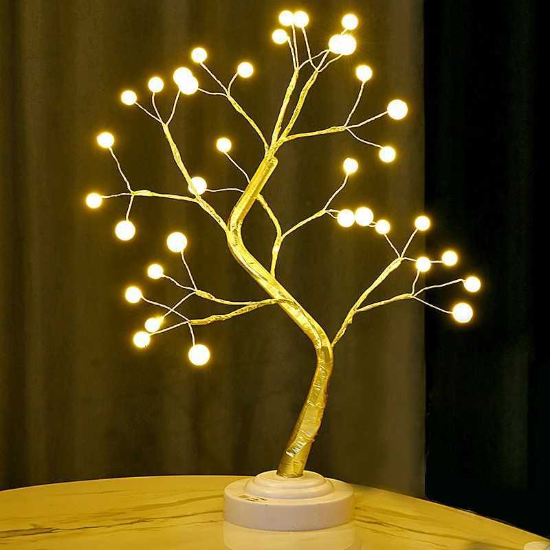 Table Tree Night Light USB/Battery Powered Touch Switch Artificial Bonsai Cherry Blossom Desktop Tree LED Lamp Light Decoration XJ250725