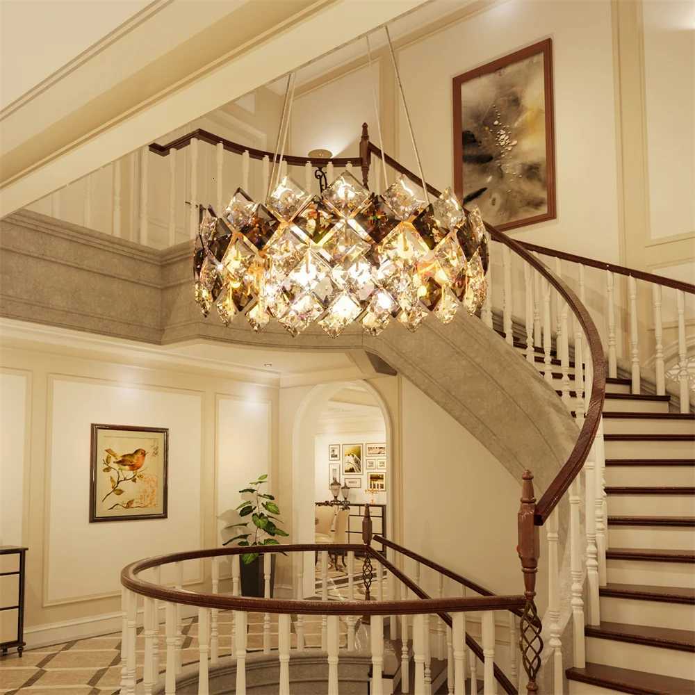 1UVODI Crystal Chandelier Pendant Light Fixture Modern Hanging Ceiling Gorgeous Decors Lighting for Home HotelXJ250725