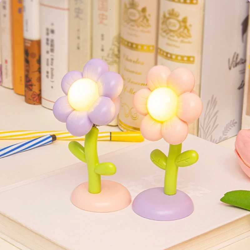 Mini LED Flower Night Light Cute Small Table Lamp Desktop Ornament Bedside Bedroom Ambient Lights Childrens Toy Kids Holiday Gift XJ250725