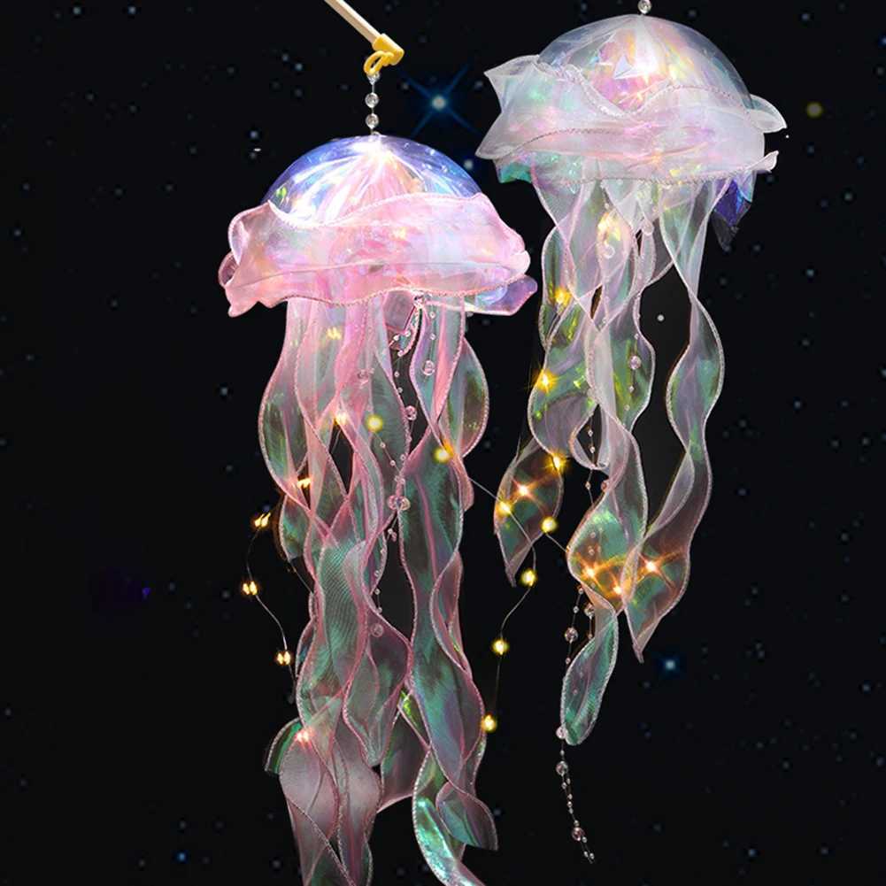 New RGB Gradient Jellyfish Lamp Decoration Creative Bedroom Atmosphere LED Night Light Festival Pendant Flower Lamp Decor XJ250725