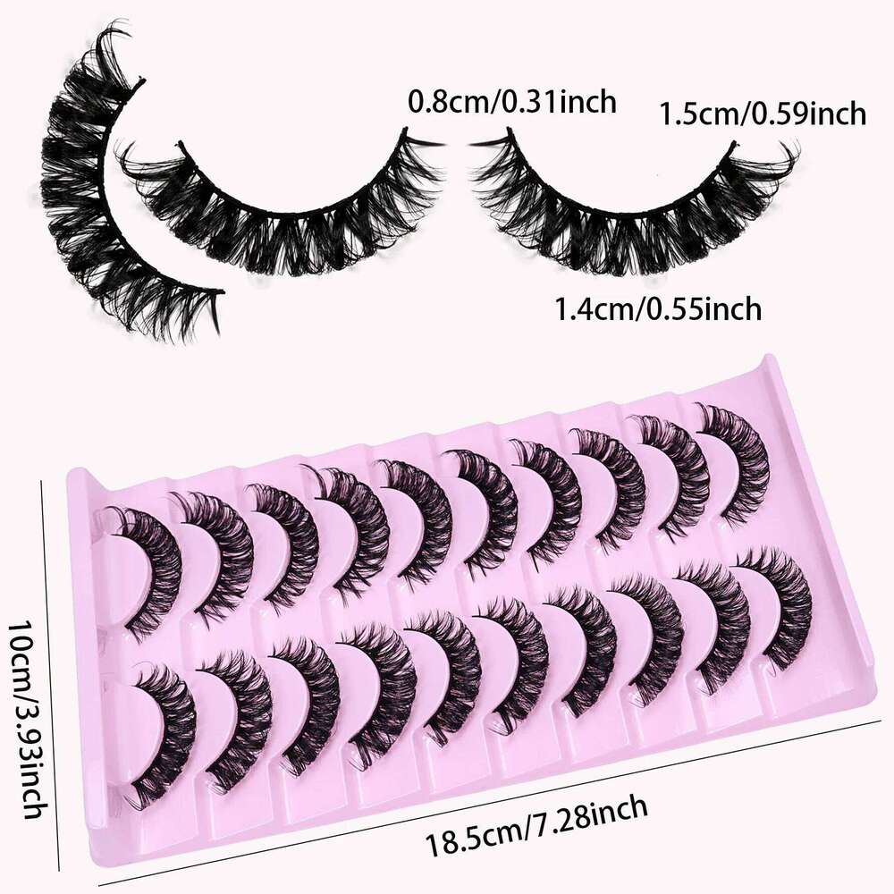 10 Pairs Russian Strip Lashes Fluffy Volume False Eyelashes D Curl Dramatic Cat eye lashes Make Up X250725