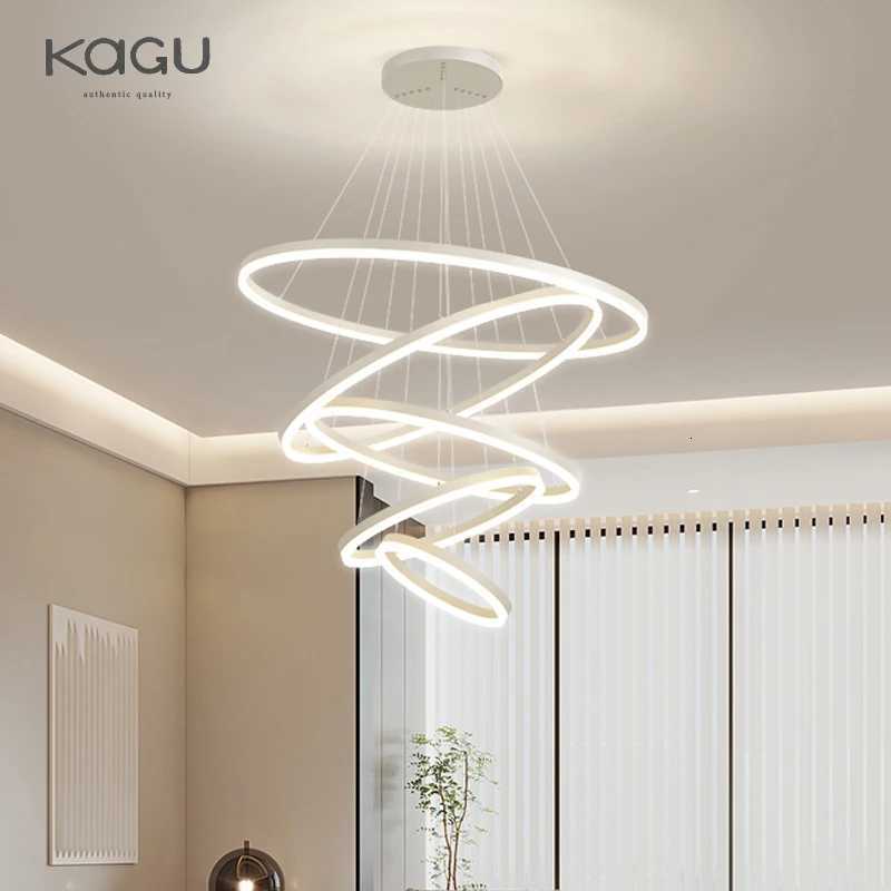 Modern Pendant Lamp Led Rings Circle Ceiling Hanging Chandelier Black Loft Living Dining Room Kitchen Indoor Lighting Fixture XJ250725