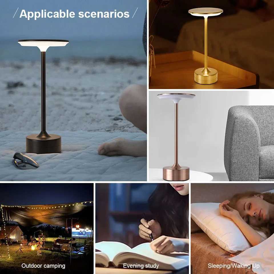 LED Table Lamp Touch Sensor Night Light USB Rechargeable Portable Bedroom Night Light Wireless Reading Lamp for Restaurant Hotel Bar XJ250725