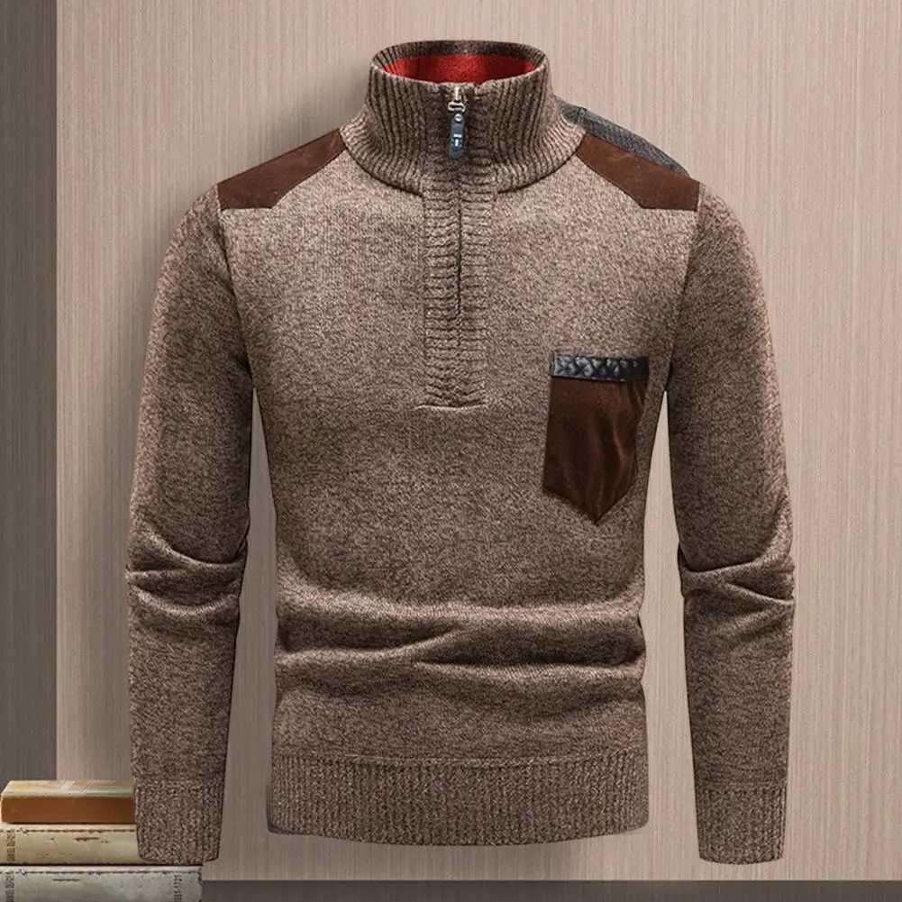 Turtleneck Pullover Men Knitted Sweater Cashmere Thick Shirts Half Zipper Cold Blouse Stand Collar Autumn Winter Outerwear Z250725
