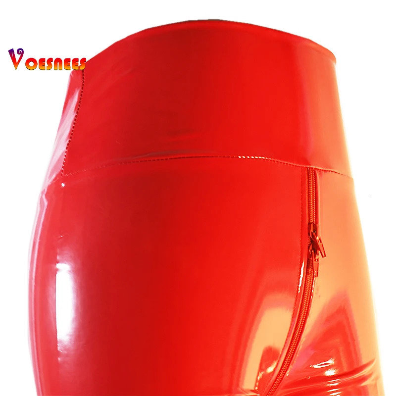 Pant Gym Sexy PU Luster Pencil Leggings Fashion Streetwear High Waist Shiny Black Red Club Wear 250725