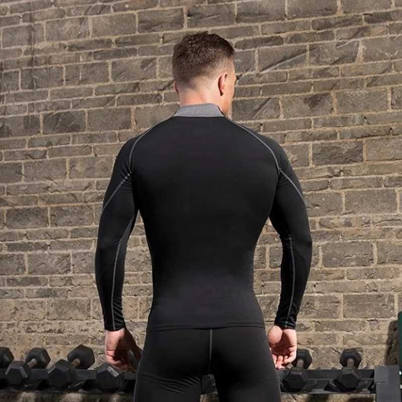 Mens Turtleneck Quick dry Long-Sleeved Compression Long Sleeved Sports Fitness Tight T-shirt Running Casual Spring and Autumn Z250725