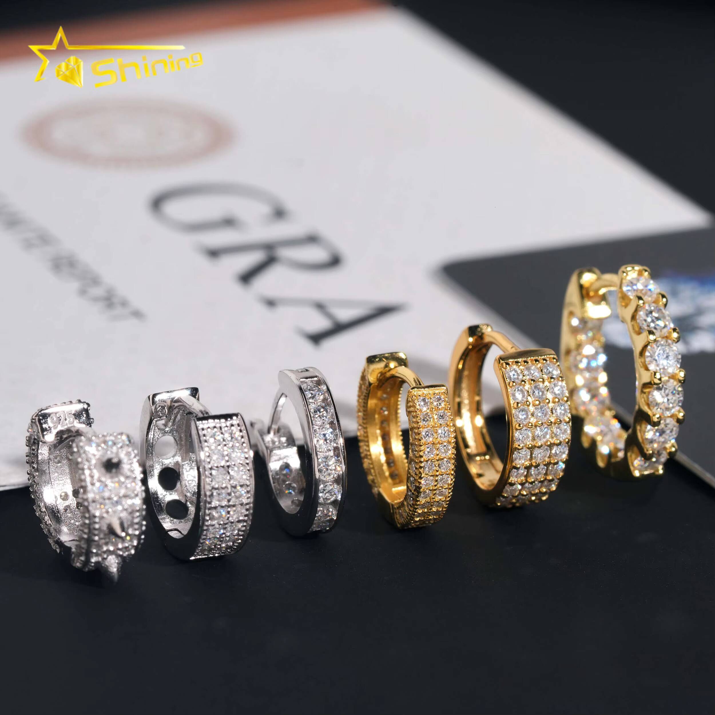 Fast Shipping Fashion Jewelry Silver 925 Earrings High Quality Iced Out Moissanite Earrings Custom Hoop Stud Earrings for Women
