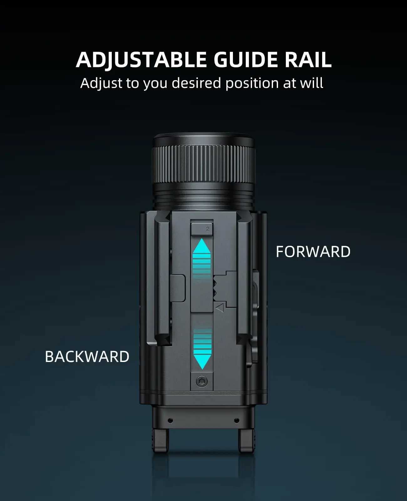 EZshoot 2000 Lumen Tactical Flashlight Compact LED Light Rechargeable for Pistol Picatinny or GL Rail with Adjustable Slide Rail W250722