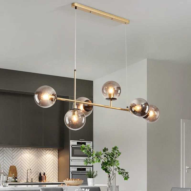 Modern Minimalist Hanging Lamp Nordic Ceiling Chandelier for Kitchen Dining Room Island Glass Ball Living Room Pendant LightXJ250725