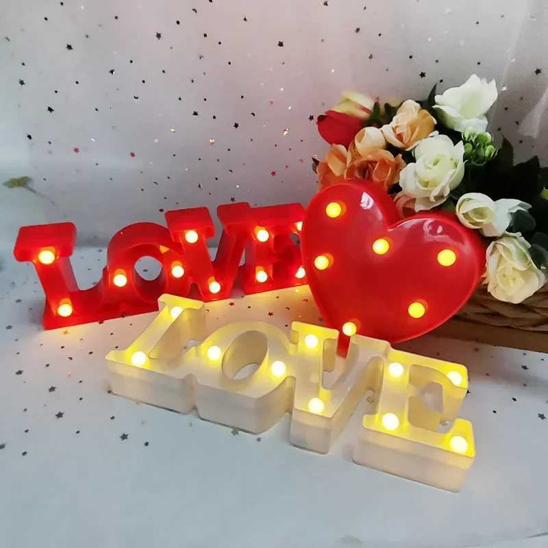 Romantic Valentines Proposal 3D LOVE LED Letter Sign Night Light Heart Marquee Table Lamp Lanterns Lamp for Christmas Wedding XJ250725