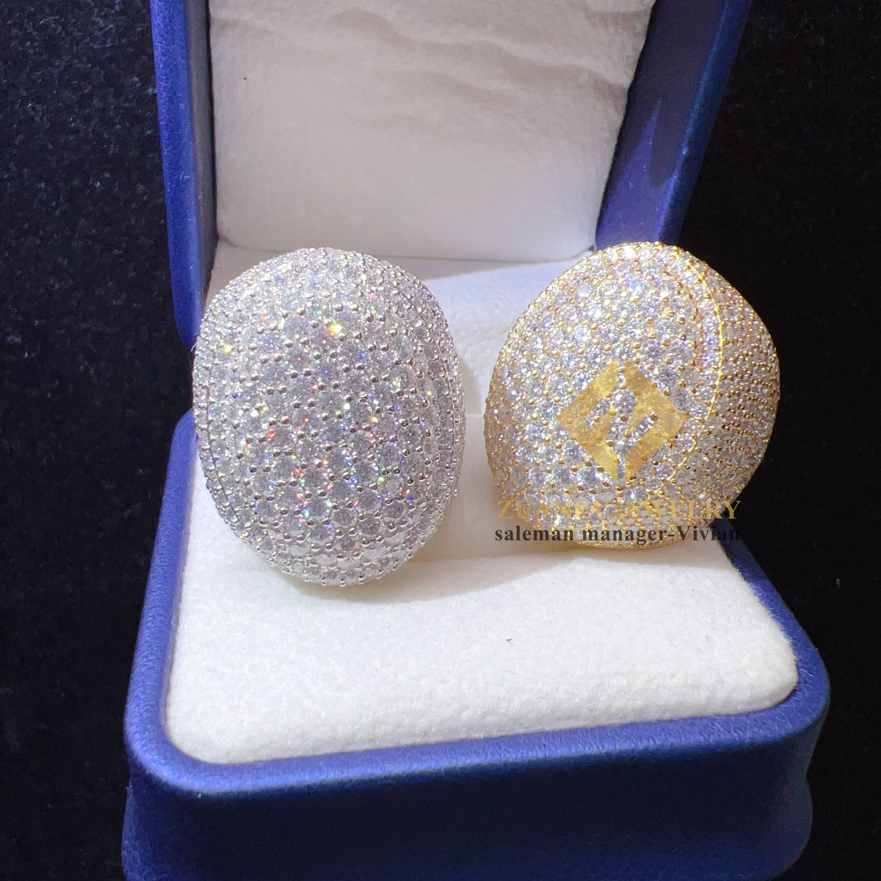 Luxury Hip Hop Men Diamond Vvs Moissanite Rings Sterling Silver 925 Fine Jewelry Iced Out Ring