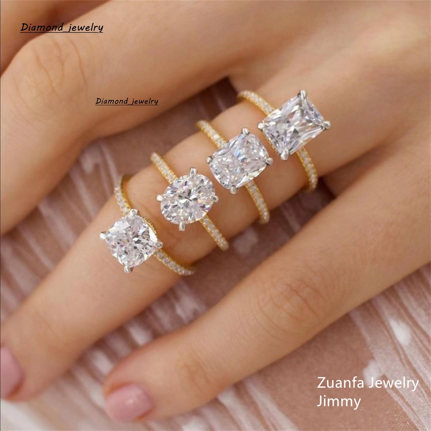Pass Diamond Tester 10k Real Gold Engagement Ring Jewelry Fancy Cut Vvs1 Moissanite Women Wedding Band Ring