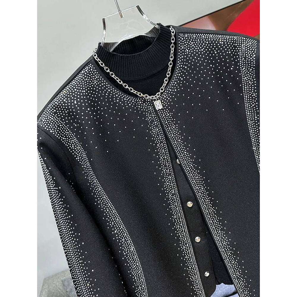 2024 Autumn Trendy Fashion Casual Versatile Design Jacket New Shining Hot Dia Men's Long Sleeve Jackets Male Loose Coats