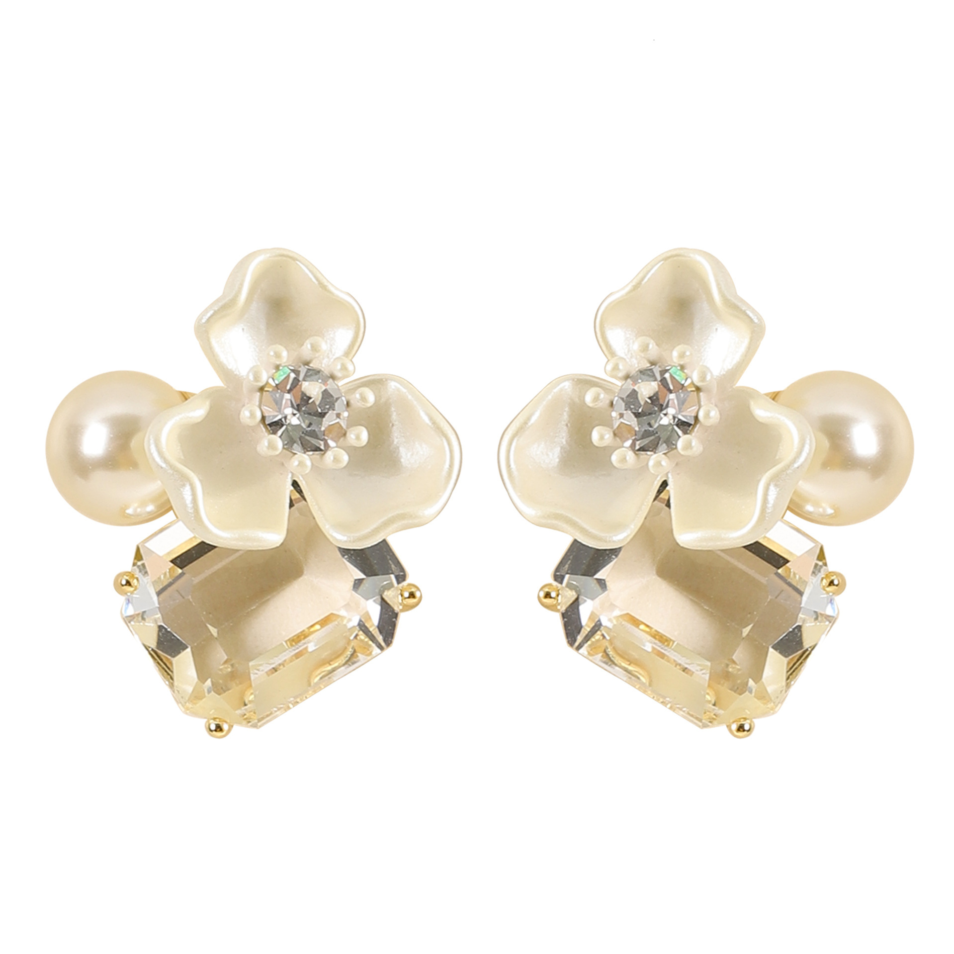 S Sier Needle Korean Version Super Fairy Exquisite Pastoral Style Inlaid Dia Pearl Oil Drop Flower for Women Elegant Versatile Earrings