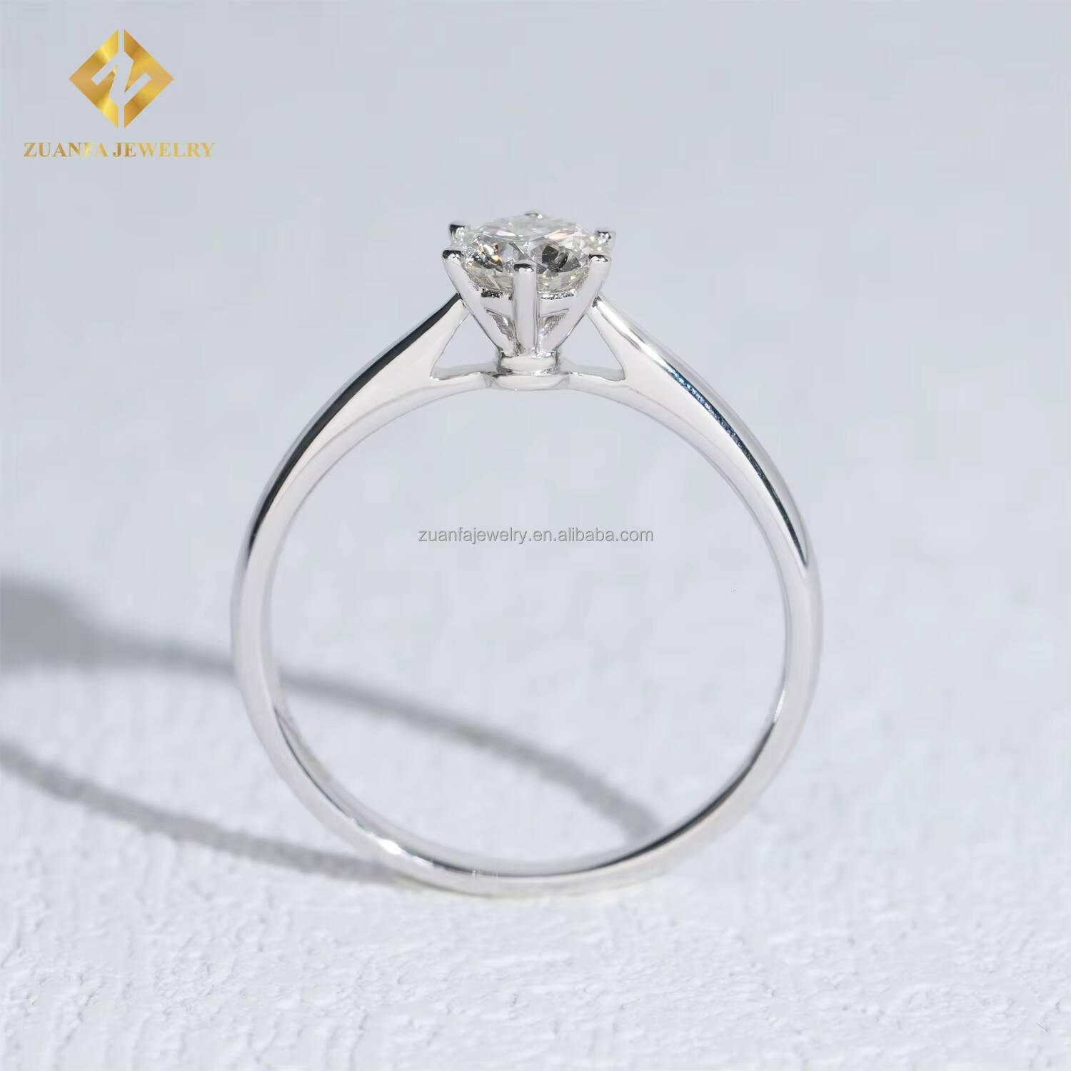 Custom Made Classic 6 Prong Setting Luxury Fire Jewelry Round Brilliant Cut 14k 0.5ct Natural Diamond Solitaire Engagement Ring