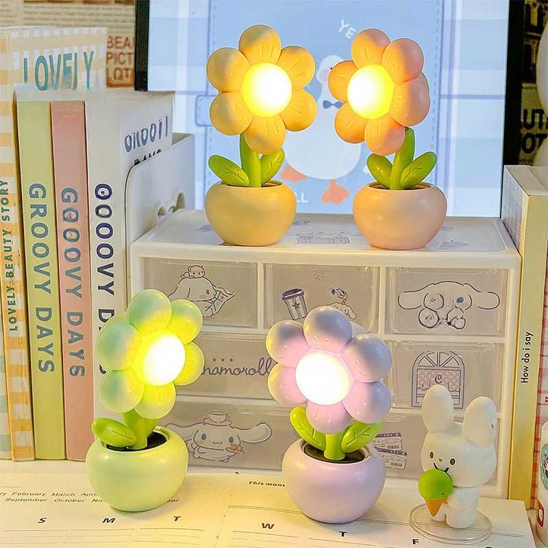 Mini LED Floral Potted Night Light for Bedroom Desk Mini Table Lamp Desktop Childrens Creative Gift Decoration Night Lamp XJ250725