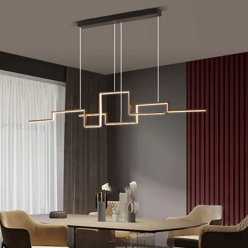Nordic Geometry Chandeliers Minimalist Black Lighting Living Dining Room Decor Hanging Lamp Restaurant Kitchen Island Bar FixtureXJ250725