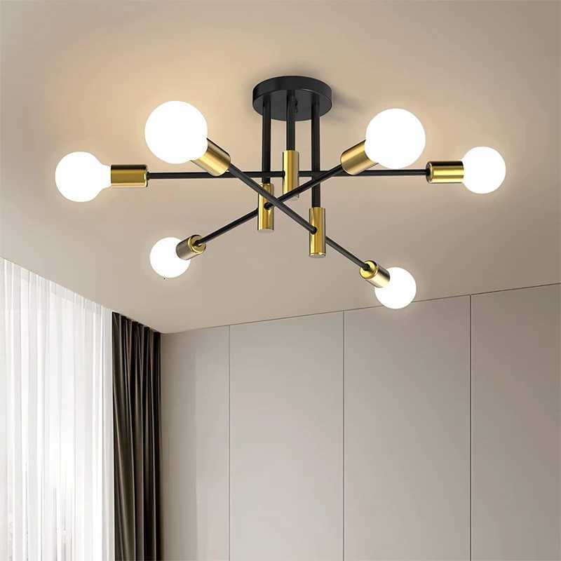 Retro Industrial Wrought Iron Ceiling Chandeliers LED Ceiling Lamp Home Luminaire Modern Living Room Lamps E27 Decorative Lights XJ250725