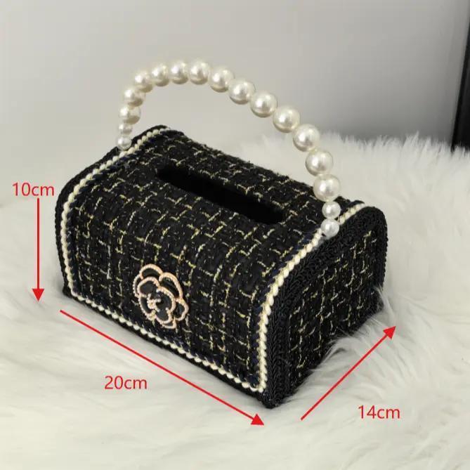 Designer Luxury tissue box Fashionable Diamond Pear Chain Black Mini Rhinestone Fanny Pack