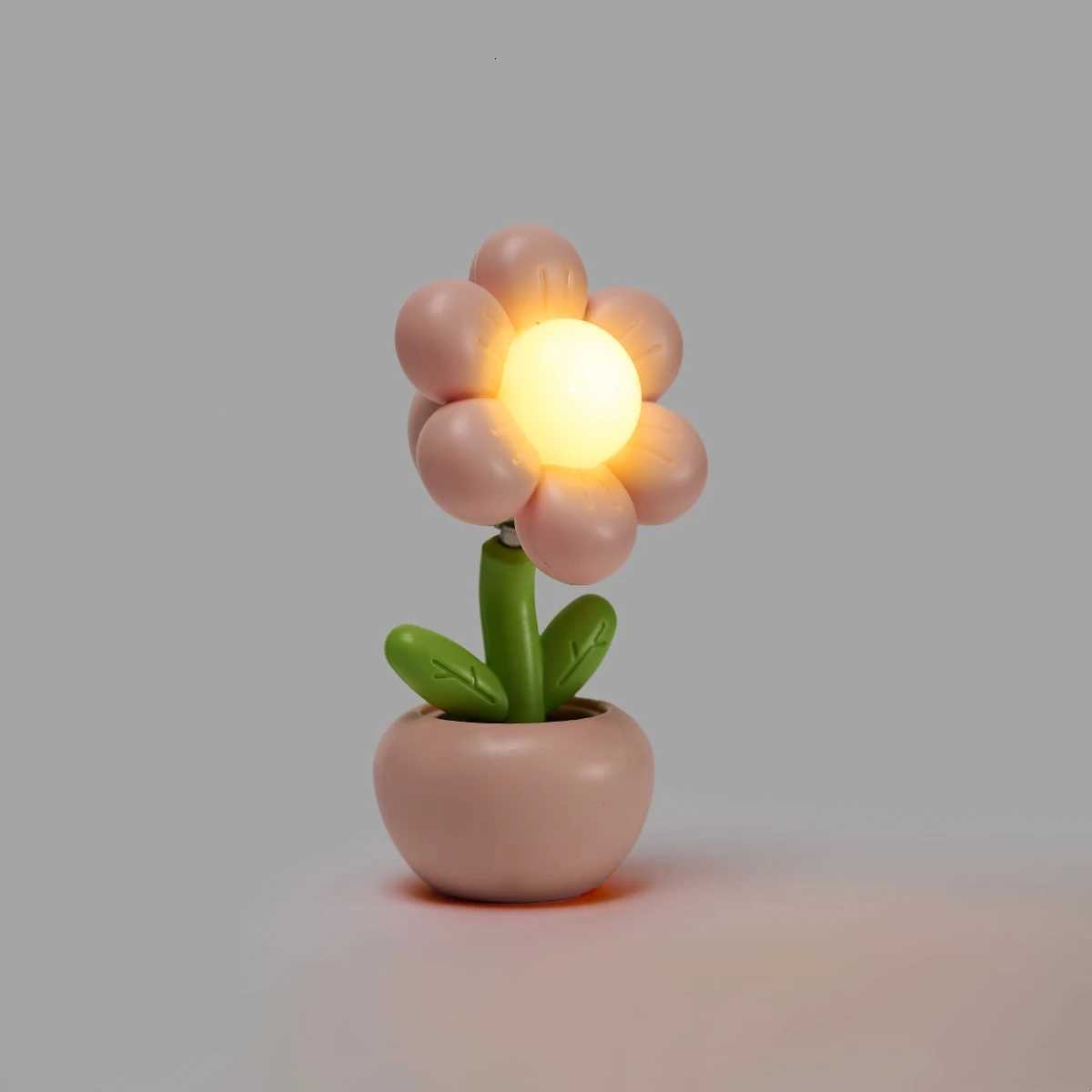 Mini LED Floral Potted Night Light for Bedroom Desk Mini Table Lamp Desktop Childrens Creative Gift Decoration Night Lamp XJ250725